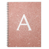 Roze Goud Roze Glitter Glans Monogram Notitieboek (Voorkant)
