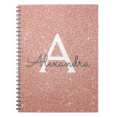 Roze Goud Roze Glitter Glans Monogram Notitieboek (Voorkant)