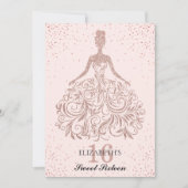 Roze Goud Roze Glitter Jurk Sweet 16e Verjaardag Kaart (Voorkant)