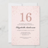 Roze Goud Roze Glitter Jurk Sweet 16e Verjaardag Kaart (Achterkant)