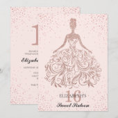 Roze Goud Roze Glitter Jurk Sweet 16e Verjaardag Kaart (Voorkant / Achterkant)