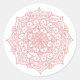 Roze Goud Roze Glitter Mandala Bloem Ronde Sticker
