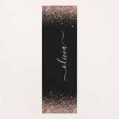 Roze Goud Roze Glitter Meisjesachtig Monogram Zwar Yogamat (Voorkant)