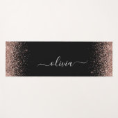 Roze Goud Roze Glitter Meisjesachtig Monogram Zwar Yogamat (Voorkant (horizontaal))