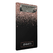 Roze Goud Roze Glitter Meisjesachtige Monogram Naa Mini Klembord (Schuin)