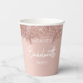 Roze Goud Roze Glitter Meisjesuitje Eenvoudig Papieren Bekers (Achterkant)