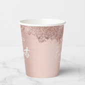 Roze Goud Roze Glitter Meisjesuitje Eenvoudig Papieren Bekers (Links)