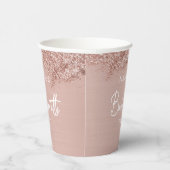 Roze Goud Roze Glitter Meisjesuitstapje Eenvoudig Papieren Bekers (Rechts)