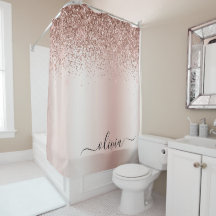 Roze Goud - Roze Glitter Metaal Monogram Naam