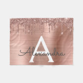 Roze Goud - Roze Glitter Metaal Monogram Naam Fleece Deken (Voorkant (Horizontaal))