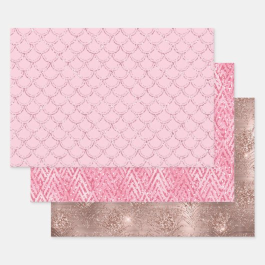 Roze Goud Roze Glitter Modieuze Inpakpapier Vel (Set)