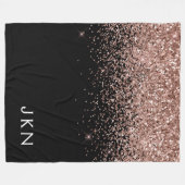 Roze Goud Roze Glitter Monogram Beginletters Fleece Deken (Voorkant (Horizontaal))