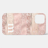 Roze Goud Roze Glitter Monogram Case-Mate iPhone Case (Achterkant (horizontaal))