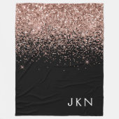 Roze Goud Roze Glitter Monogram Initiaal Fleece Deken (Voorkant)
