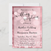 Roze Goud Roze Glitters Bokeh Trouwreceptie Kaart (Voorkant)