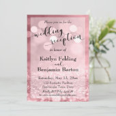 Roze Goud Roze Glitters Bokeh Trouwreceptie Kaart (Staand voorkant)