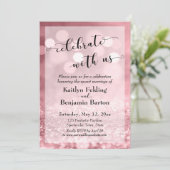 Roze Goud Roze Glitters Bokeh Vier met Ons Kaart (Staand voorkant)