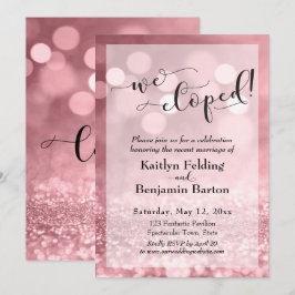 Roze Goud Roze Glitters Bokeh We Eloped! Kaart
