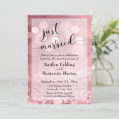 Roze Goud Roze Glitters Bokeh We Zijn Getrouwd Kaart (Staand voorkant)