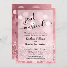 Roze Goud Roze Glitters Bokeh We Zijn Getrouwd Kaart