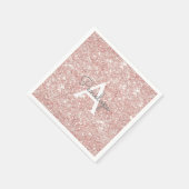 Roze goud roze glitters en monogram met glitters servet (Hoek)