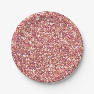 Roze Goud Roze Glitters Glam Douane Feest Papieren Bordje