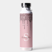 Roze Goud Roze Glitters Glans Druppels Monogram Na Waterfles (Links)