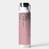 Roze Goud Roze Glitters Glans Druppels Monogram Na Waterfles (Voorkant)