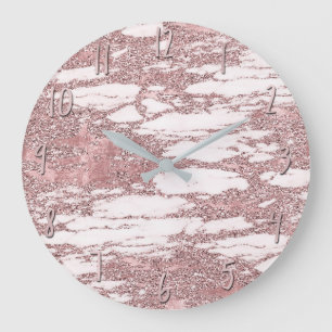 Roze Goud Roze Glitters Glanzende Marmer Glam Tren Grote Klok