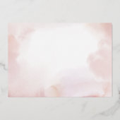 Roze Goud & Roze Hart Meisje Doopfeest Folie Uitnodiging (Achterkant)