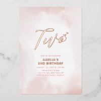 Roze Goud & Roze Hart Twee Meisjes 2e Verjaardagsf
