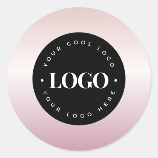 Roze Goud Roze Jouw Eigen Logo Hier Zakelijk Ronde Sticker (Voorkant)