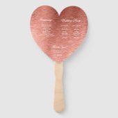Roze Goud Roze Kalligrafie Hart Trouwprogramma Handwaaier (Achterkant)