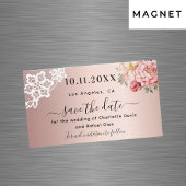 Roze goud roze kant trouw Save the Date-magneet