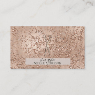 Roze Goud Roze Knal Glitter Schaar Stylist Visitekaartje