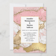 Roze Goud Roze Marmer Abstract Huwelijk