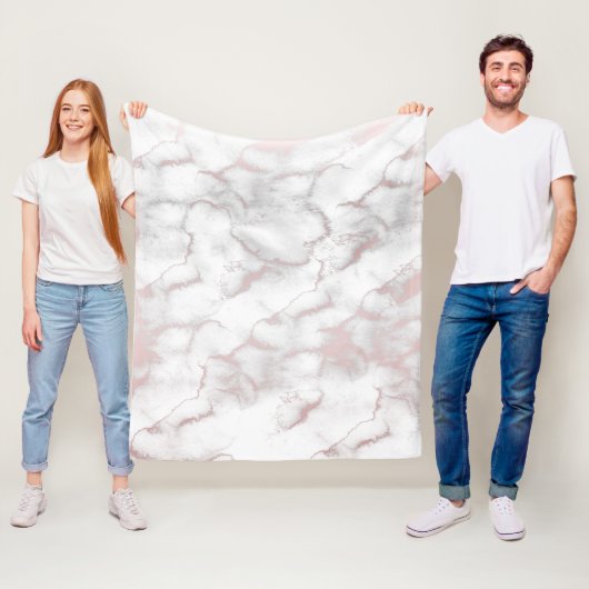 Roze Goud Roze Marmer Modern Chic Trendy Fleece Deken (In situ)