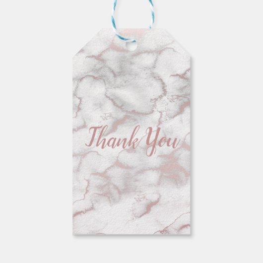 Roze Goud Roze Marmer Modern Chique Trendy Feest Cadeaulabel (Achterkant)