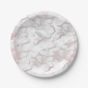 Roze Goud Roze Marmer Modern Chique Trendy Feest Papieren Bordje