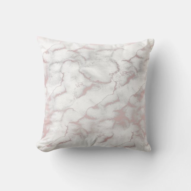 Roze Goud Roze Marmer Moderne Chic Trendy Kussen (Voorkant)