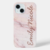 Roze Goud Roze Marmer Monogram Case-Mate iPhone Case (Achterkant)