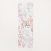 Roze goud roze marmeren monogram naam yogamat (Voorkant)