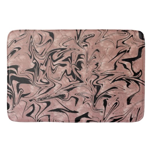 Roze Goud Roze Metallic Marmer Werveling Badmat (Voorkant)