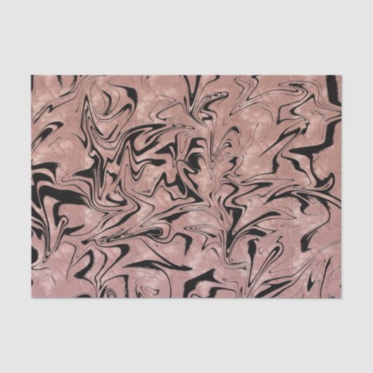 Roze Goud Roze Metallic Marmer Werveling Tissuepapier (Voorkant)