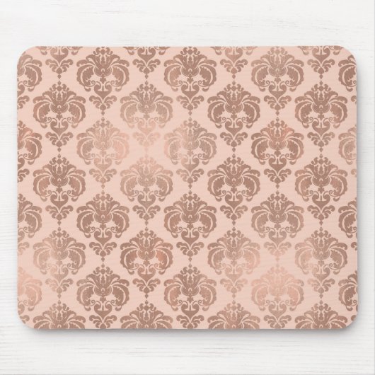 Roze Goud Roze Modern Glamour Damast Muismat (Voorkant)