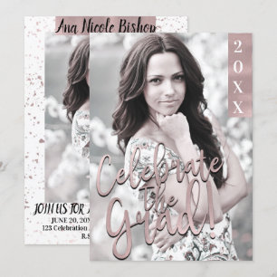 Roze Goud Roze Moderne Afstudeer Feestje Kaart