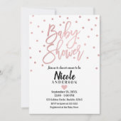 Roze Goud Roze Moderne Script Baby Borrel Kaart (Voorkant)