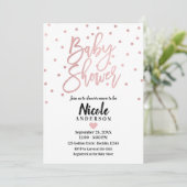 Roze Goud Roze Moderne Script Baby Borrel Kaart (Staand voorkant)