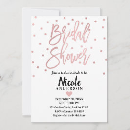 Roze Goud Roze Moderne Script Bruidsdouche Kaart