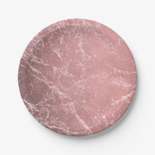 Roze Goud Roze Moderne Trendy Glamour Marmer Chic Papieren Bordje